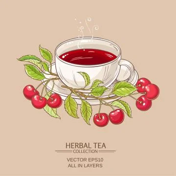 Cherry tea illustration Stock Illustration