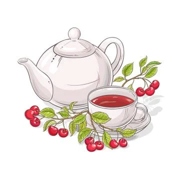 Cherry tea vector illustration Stock Illustration