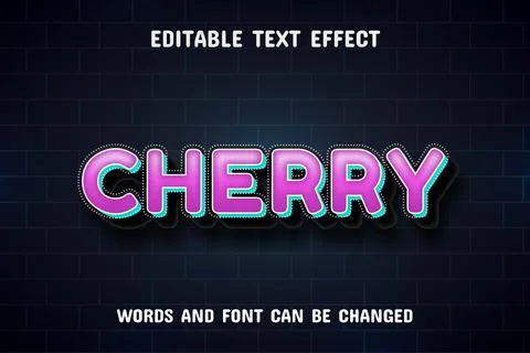 Cherry text - editable text effect Stock Illustration