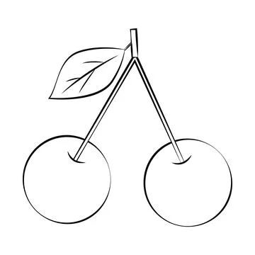 Cherry is a thin line. Vector on a white background Stock Illustration