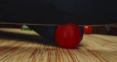 Cherry tomato cut super wide close up Stock Footage 280404684