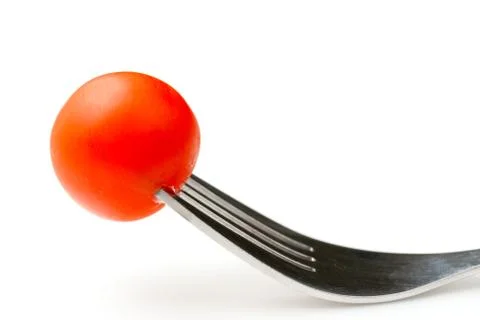 Cherry tomato on a fork Stock Photos