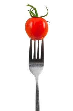 Cherry tomato on a fork Stock Photos