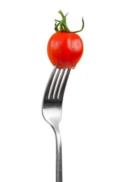 Cherry tomato on a fork Stock Photos
