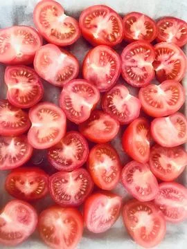 Cherry Tomato halves Stock Photos