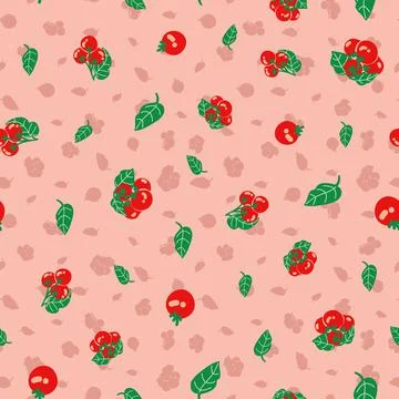 Cherry tomato repeat pattern design on pink background Illustrazione stock