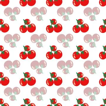 Cherry tomato repeat pattern on white background Illustrazione stock