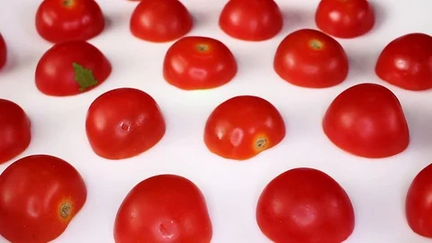 Cherry tomato on rotating plate seamless looping hd background cover video Stock Footage 107614759