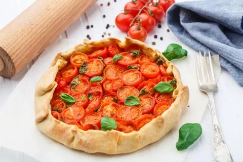 Cherry tomato tart Stock Photos
