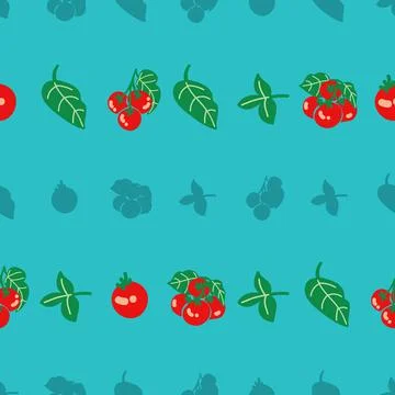 Cherry tomato vector repeat pattern background design Stock Illustration