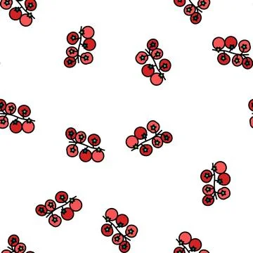 Cherry tomato vector seamless pattern Stock Illustration