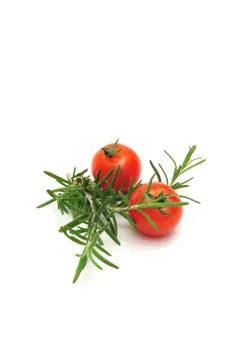 Cherry tomatoes and sprig of thyme Stockfoto's