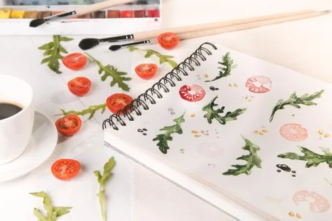 Cherry tomatoes ans arugula Stock Photos