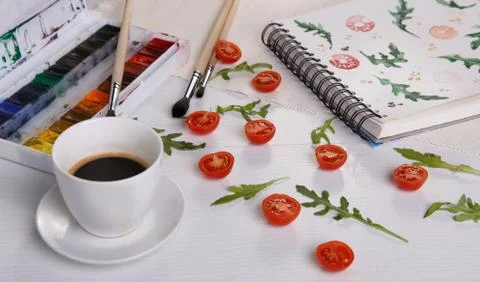 Cherry tomatoes ans arugula Stock Photos