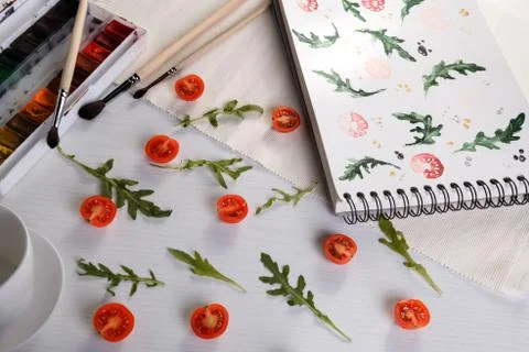 Cherry tomatoes ans arugula Stock Photos