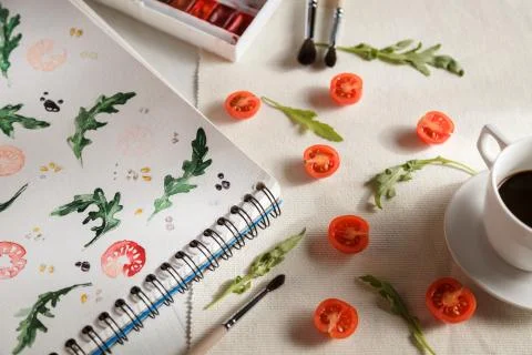 Cherry tomatoes ans arugula Foto stock