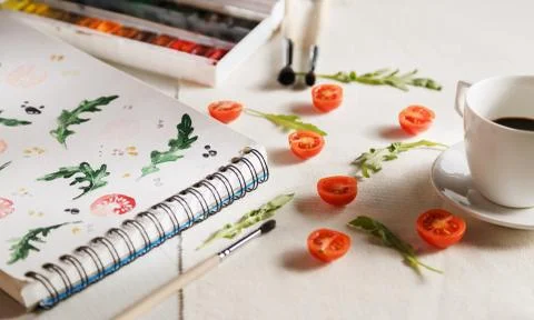 Cherry tomatoes ans arugula Stock Photos