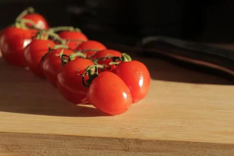 Cherry tomatoes on a branch Foto stock