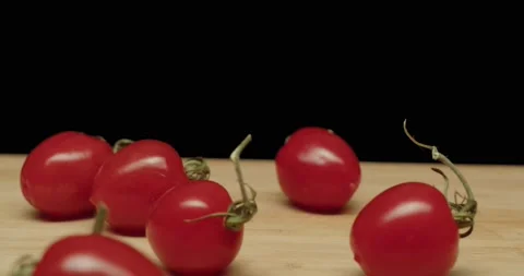 Cherry tomatoes close-up, Motion. up Stock Footage 236321636