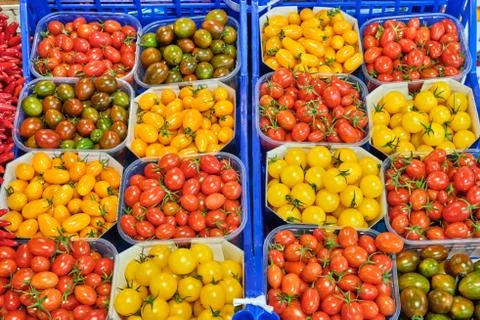Cherry tomatoes in different colors Stock Photos