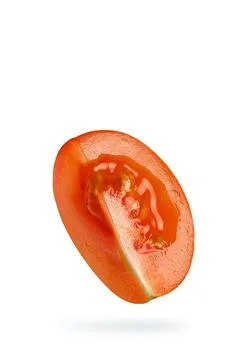 Cherry tomatoes isolate on white. a quarter of a tomato close-up, casts a shadow Stock Photos