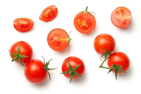 Cherry Tomatoes Isolated on White Background Stock Photos