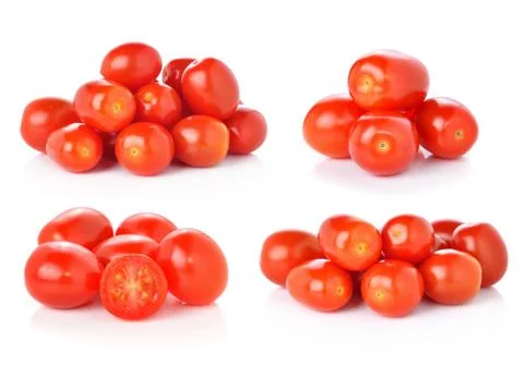 Cherry tomatoes isolated on white background. Stock Photos