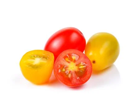 Cherry tomatoes isolated on white background. Stock Photos
