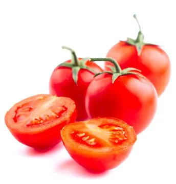 Cherry tomatoes isolated on white. High quality photo. Stock Photos