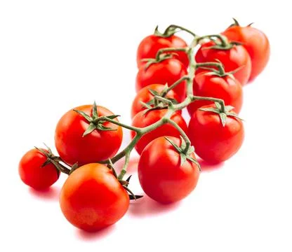 Cherry tomatoes isolated on white. High quality photo. Stock Photos