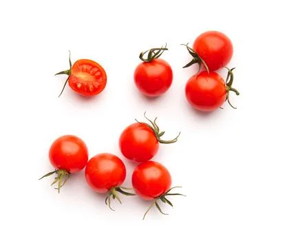 Cherry tomatoes on isolation top view Stock Photos