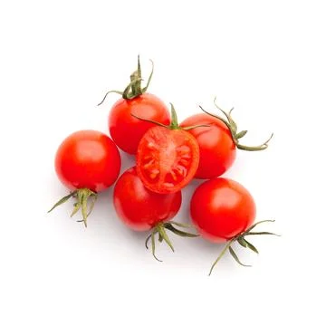 Cherry tomatoes on isolation top view Stock Photos