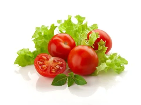 Cherry tomatoes with lettuce Stock Photos