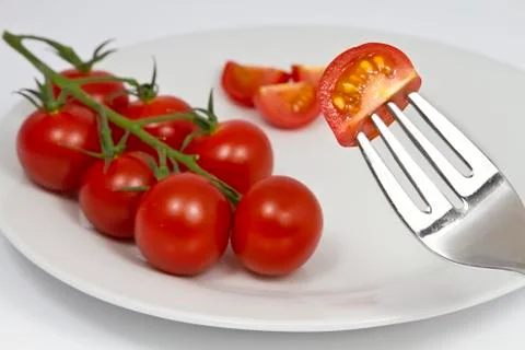 Cherry Tomatoes on a Plate Stock Photos