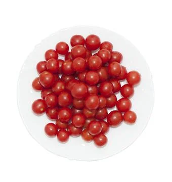 Cherry tomatoes in a plate on a white background Stock Photos