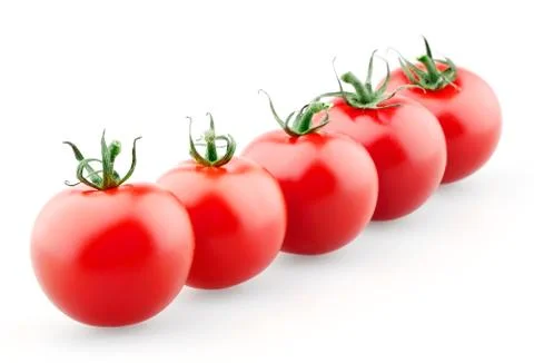 Cherry tomatoes in row Stock Photos