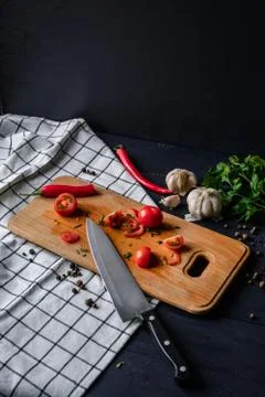 Cherry tomatoes sliced Stock Photos