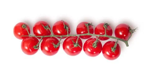 Cherry tomatoes on the stem top view Stock Photos