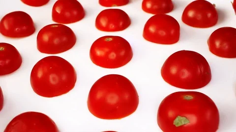 Cherry tomatoes tomato red vegetable looping texture pattern closeup video Stock Footage 99014034