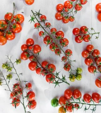 Cherry tomatoes on a white background Stock Photos