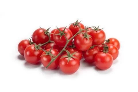 Cherry tomatoes on white background. Stock Photos