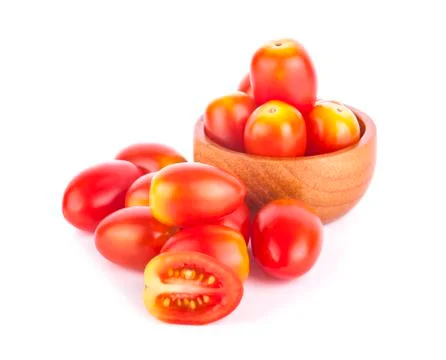 Cherry tomatoes on white background Stock-Fotos