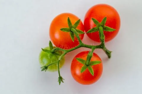 Cherry tomatoes on white background. Stock Photos