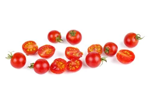 Cherry tomatoes on white background Stock Photos