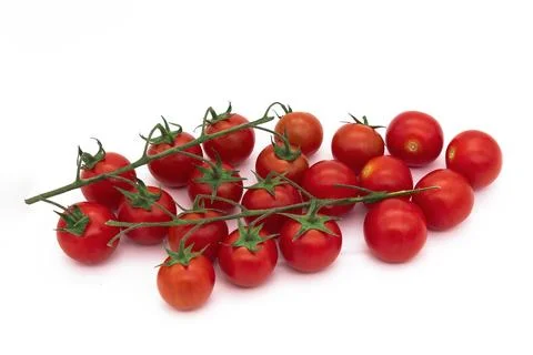 Cherry tomatoes on a white background Stock Photos