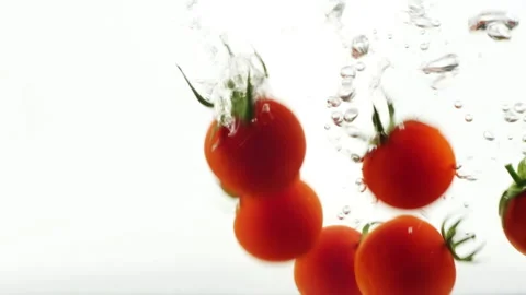 Cherry tomatos white Video stock 132982797