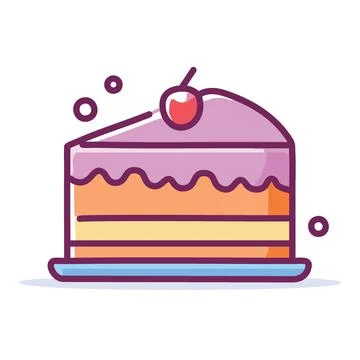 Cherry topped cake slice icon. Delightful cake slice icon with a cherry on .. Stock Illustration