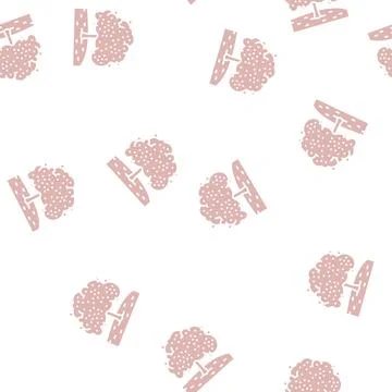 Cherry tree glyph seamless pattern Stock Illustration