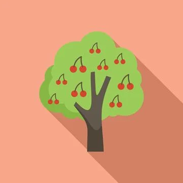Cherry tree icon flat vector. Garden fruit Stock Illustration