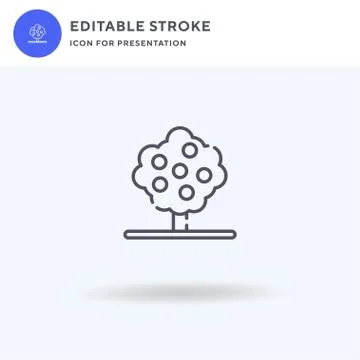 Cherry Tree icon vector, filled flat sign, solid pictogram isolated on white 库存插图